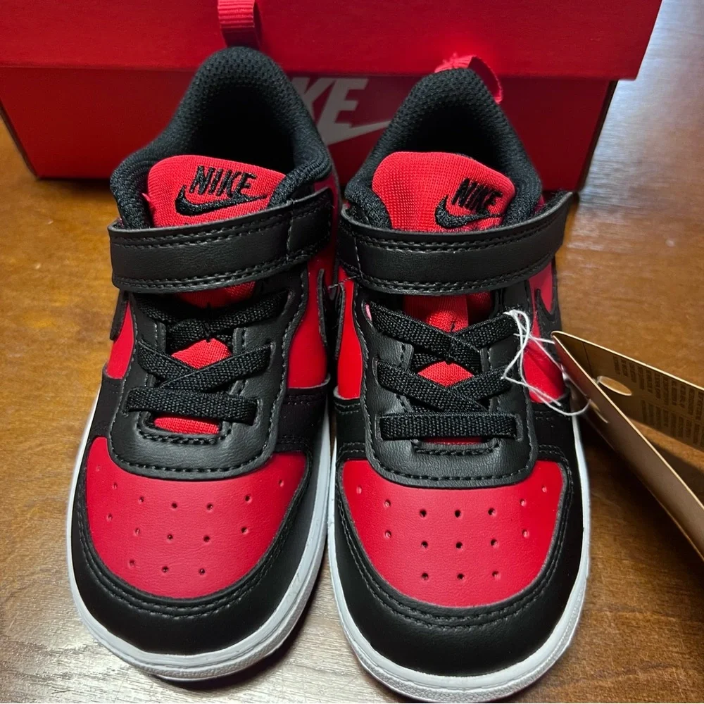Nike Court Borough Low Recraft 8C university Red Black unisex New In Box Toddle - Picture 2 of 14